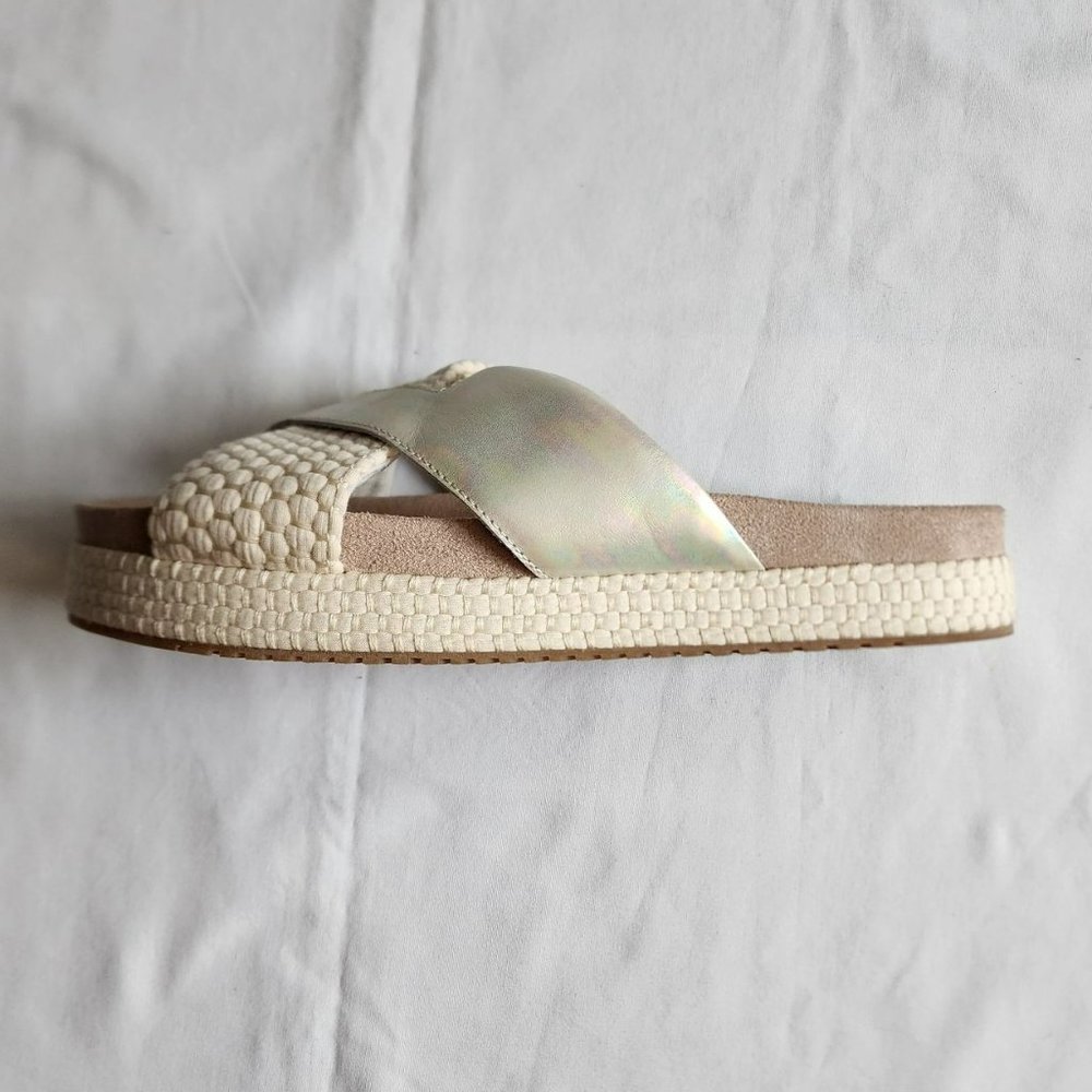 TOMS Women's Paloma Leather & Rope Crossover‎ Flat Sandals Slides Silver Size W9 - Picture 10 of 16